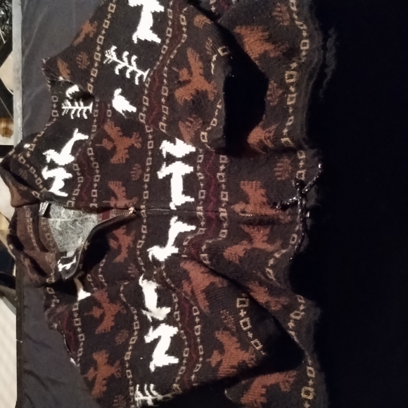 Woman's Zip up Wool Hoodie/Jacket TEJLDOS ATAHUALPA  28"Long x 25" Wide - Picture 4 of 8